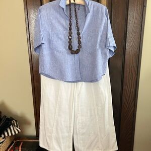 Kensie, The Kaya High Rise Wide Leg, Soft Drapey Twill Jeans w/ belt